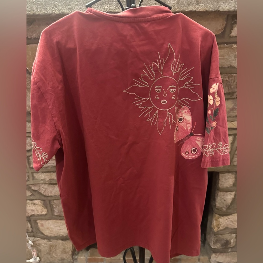 (NWT) Free People x Denim & Bone Embroidered Graphic Tee - Picture 3 of 3